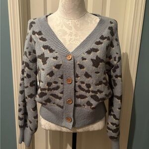 Double Zero Animal Print Blue Cardigan